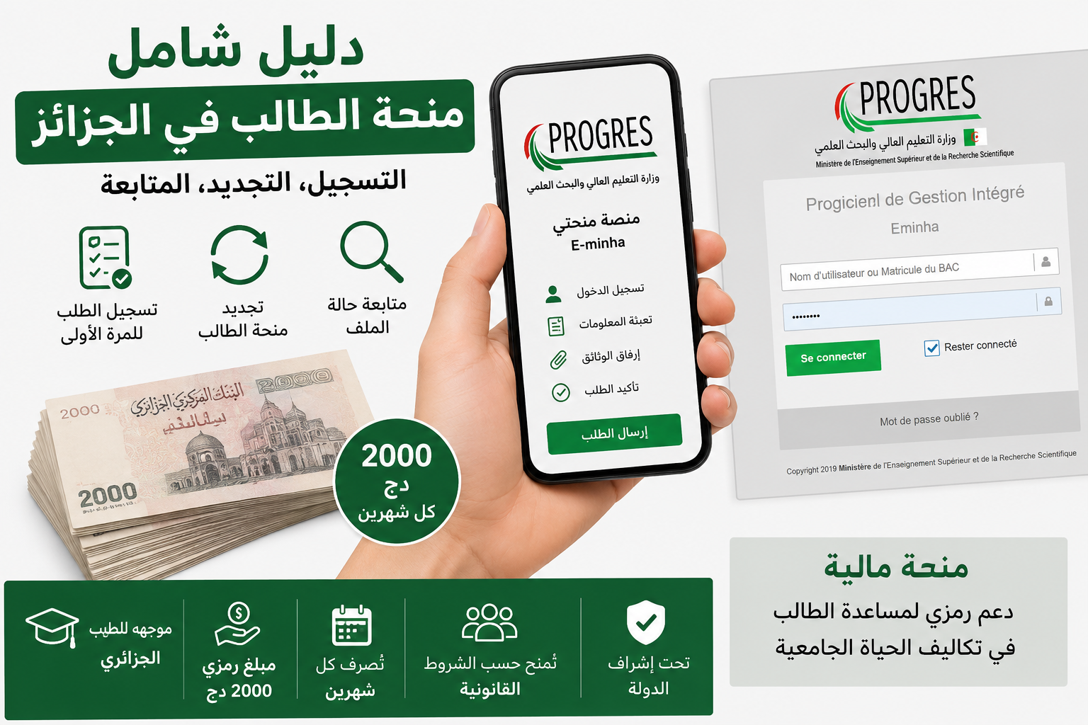 المنحة الجامعية ومنصة منحتي: التسجيل والتجديد